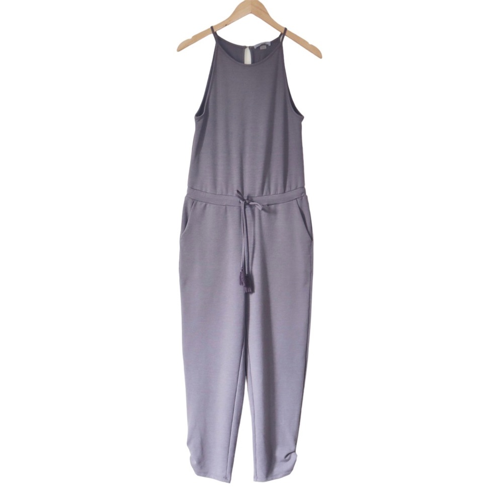 Tart Gray Halter Neck Tapered Leg Knit Jumpsuit Sleeveless Size Small